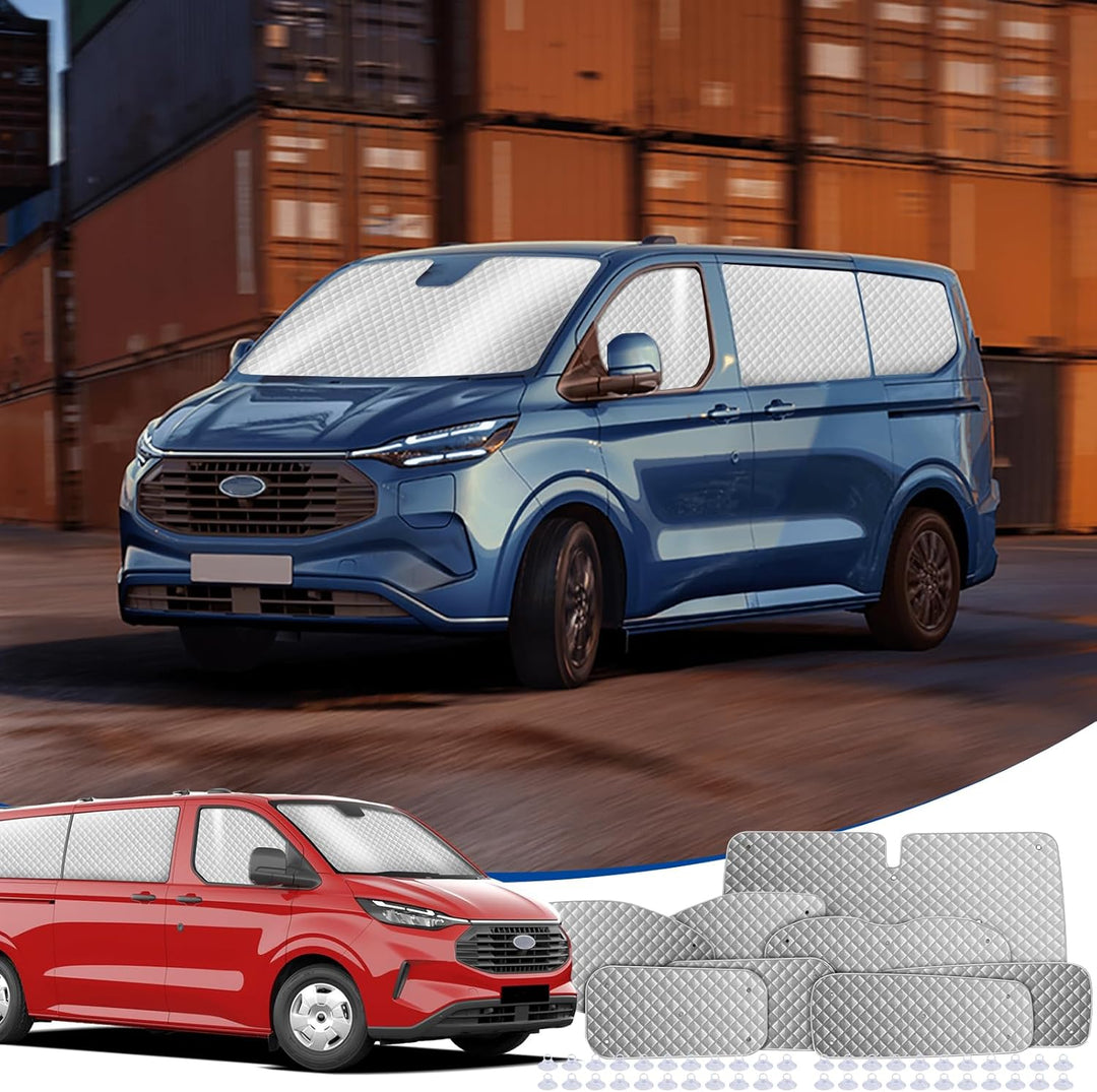 8Stk Thermomatte Fahrerhaus passend für Ford Transit Custom LWB, Interne Auto Sonnenblende Frontsche