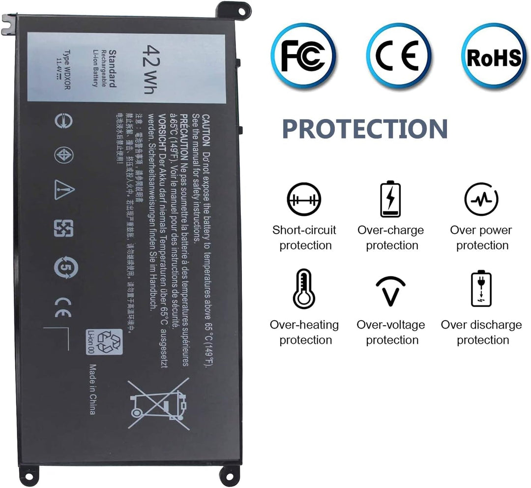 FengWings® WDX0R WDXOR Akku, Ersatzakku Für Dell Inspiron 13 5368 5378 5379 7368 7378 / Inspiron 15