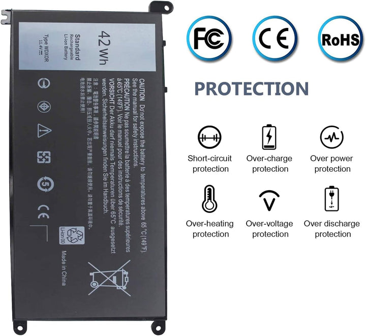 FengWings® WDX0R WDXOR Akku, Ersatzakku Für Dell Inspiron 13 5368 5378 5379 7368 7378 / Inspiron 15