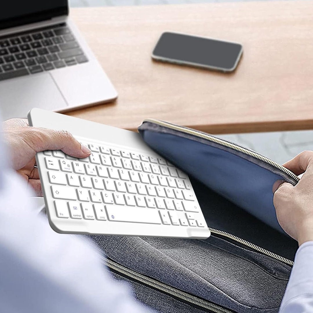ZOYU Bluetooth Tastatur mit QWERTZ Layout für iPad Air, Pro, 10,2, 9,7, Mini, Tablets, PC, Windows,