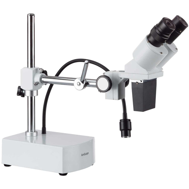 AmScope SE400-Z Kompaktes Stereo-Boom-Arm-Mikroskop mit Fester Linse und Schwanenhals-LED-Licht, 10X