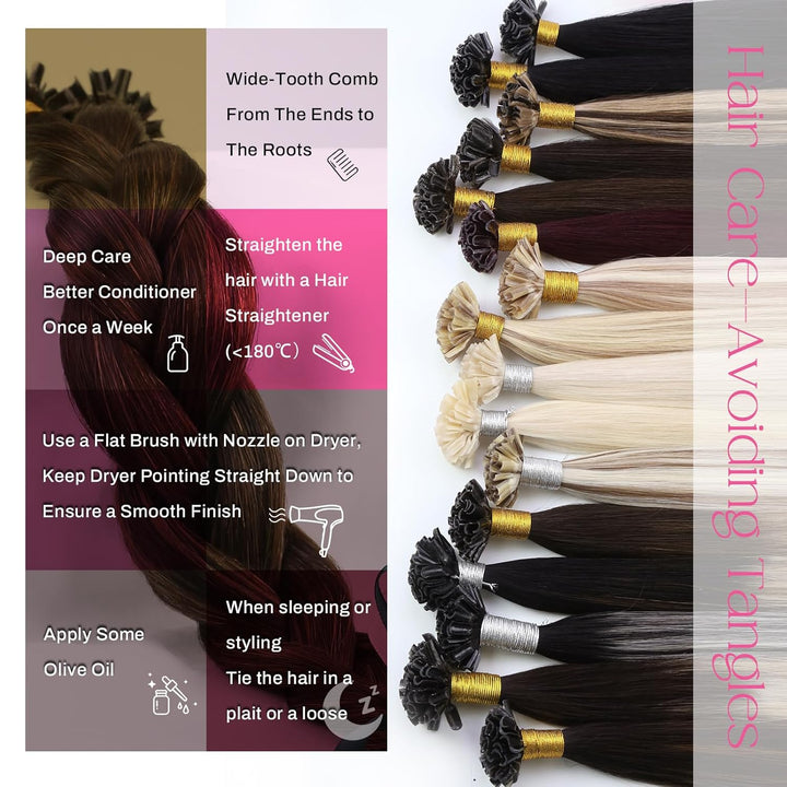 Moresoo Bonding Extensions Echthaar 35 cm U Tip Extensions Unsichtbare Haarverlängerungen #2/6/2 Dun