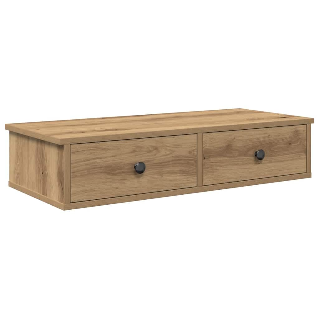 vidaXL Wandregal mit Schubladen, Eiche, handgefertigt, Holz, Wandregal mit Schrank, Aufbewahrungssch