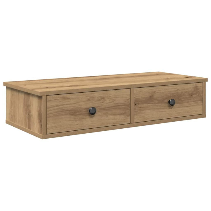 vidaXL Wandregal mit Schubladen, Eiche, handgefertigt, Holz, Wandregal mit Schrank, Aufbewahrungssch