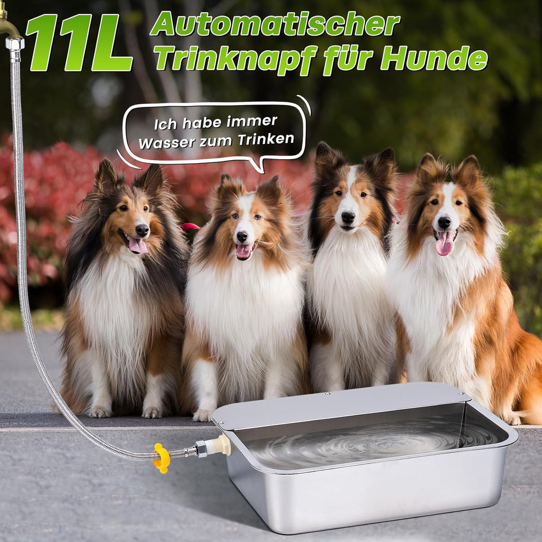 Hundebecken Automatischer Hundewasserspender,11 Liter Outdoor Dog Watere Edelstahl-Wassernapf für gr