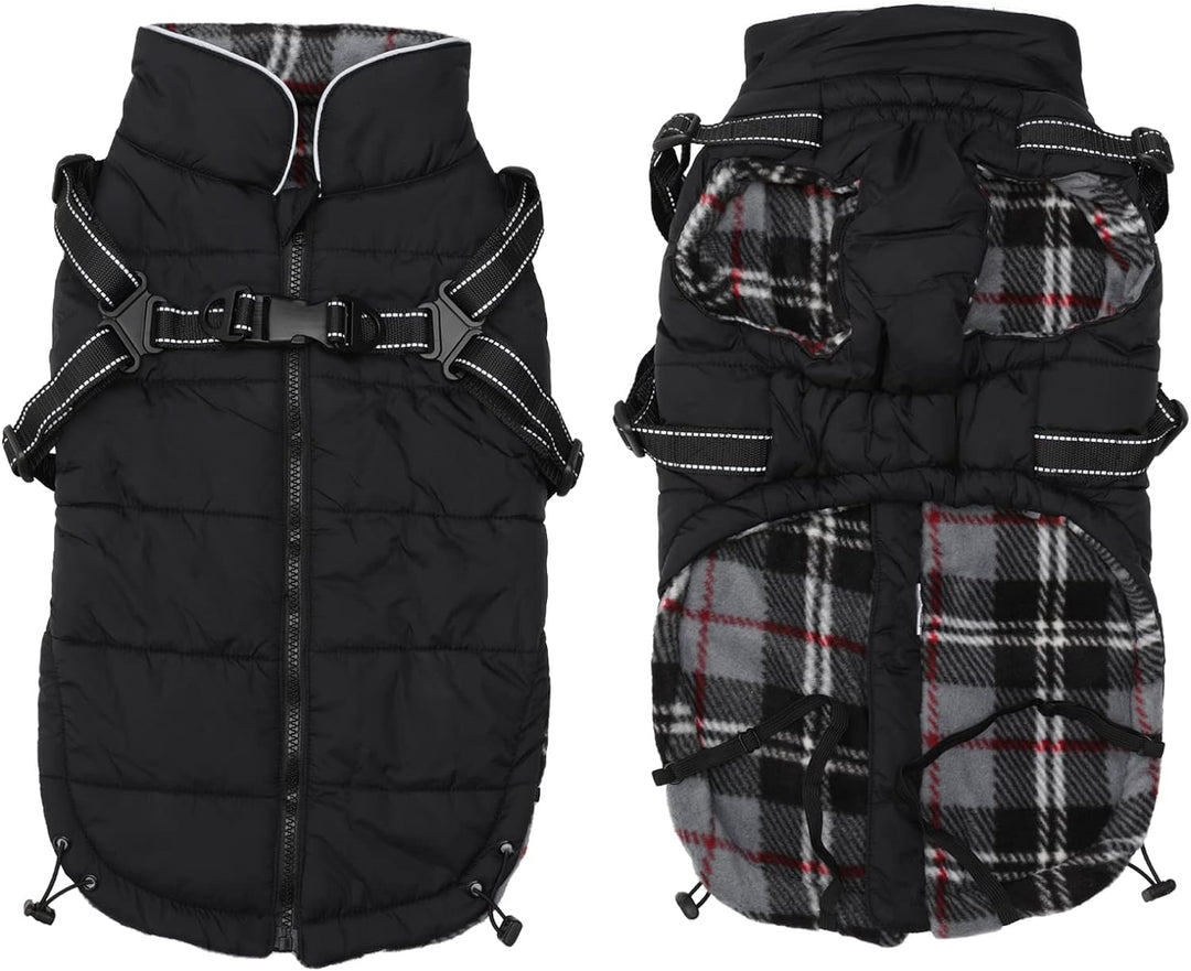 MOREZI Winterhundejacke, wasserdichte Aussenschicht, Fleecefutter, Rückenreissverschluss-Design, mit
