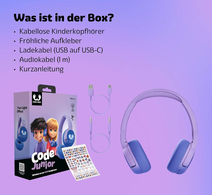 Fresh 'n Rebel Code Junior, kabellose Bluetooth-Kopfhörer für Kinder, sicherer Klang (, Groovy Galax