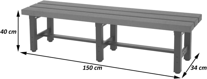 Mendler Alu Gartenbank HWC-K60, Bank Parkbank Sitzbank Balkonbank, wetterfest WPC 150cm, braun
