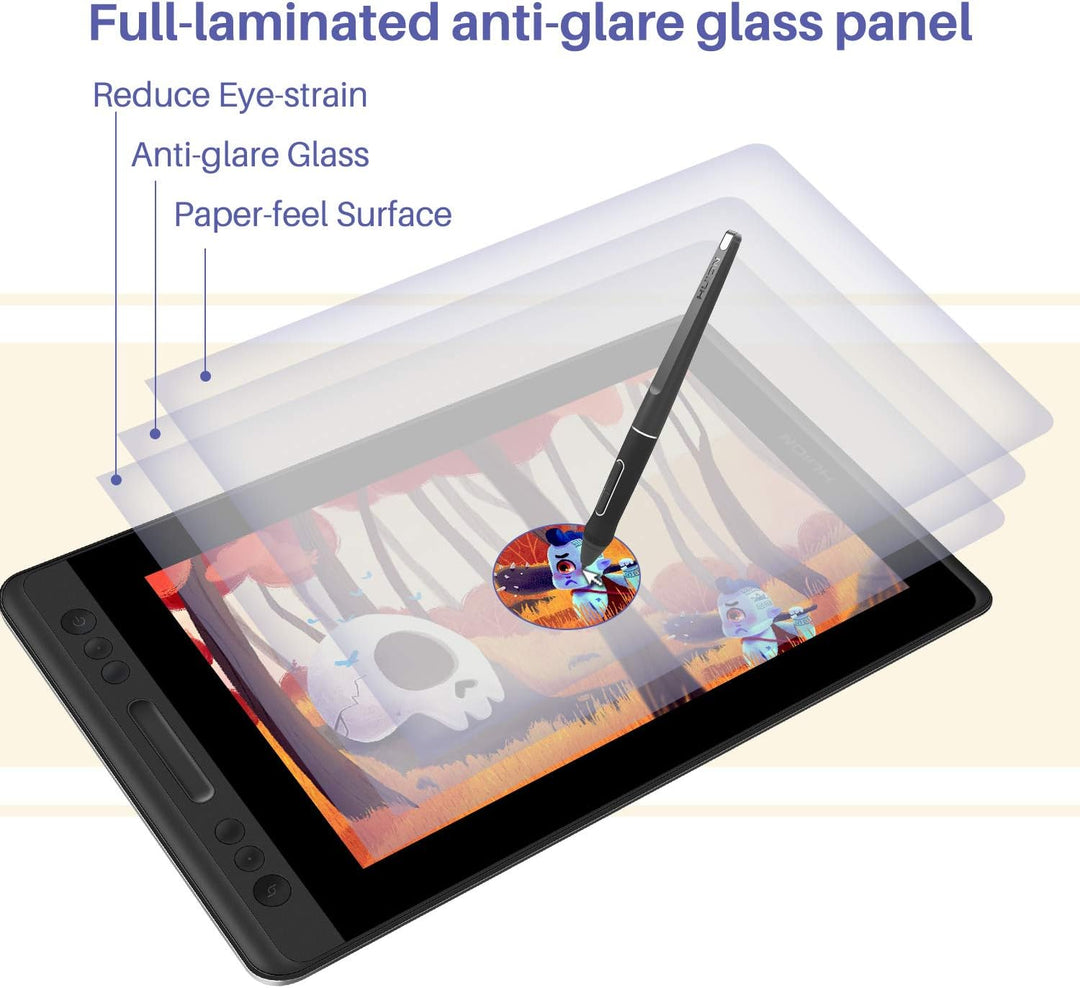 HUION KAMVAS PRO 13 Grafiktablett mit Display 13,3 Zoll Grafikzeichnungsmonitor, voll laminiert, mit