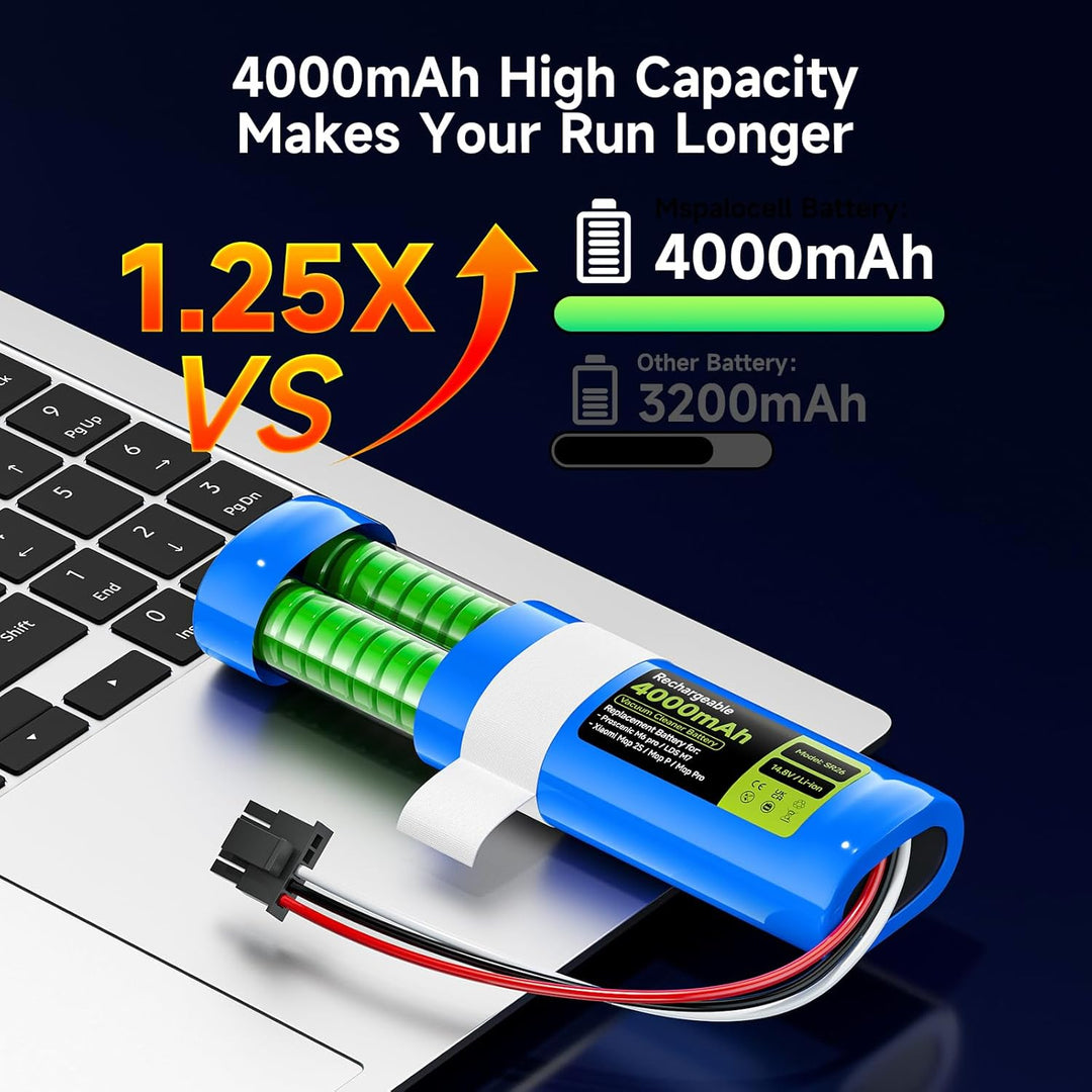 Mspalocell Ersatzakku 4000mAh/14,8V für Proscenic M6 Pro/LDS M7, für Xiaomi Vacuum Mop 2S / Mop P/Mo