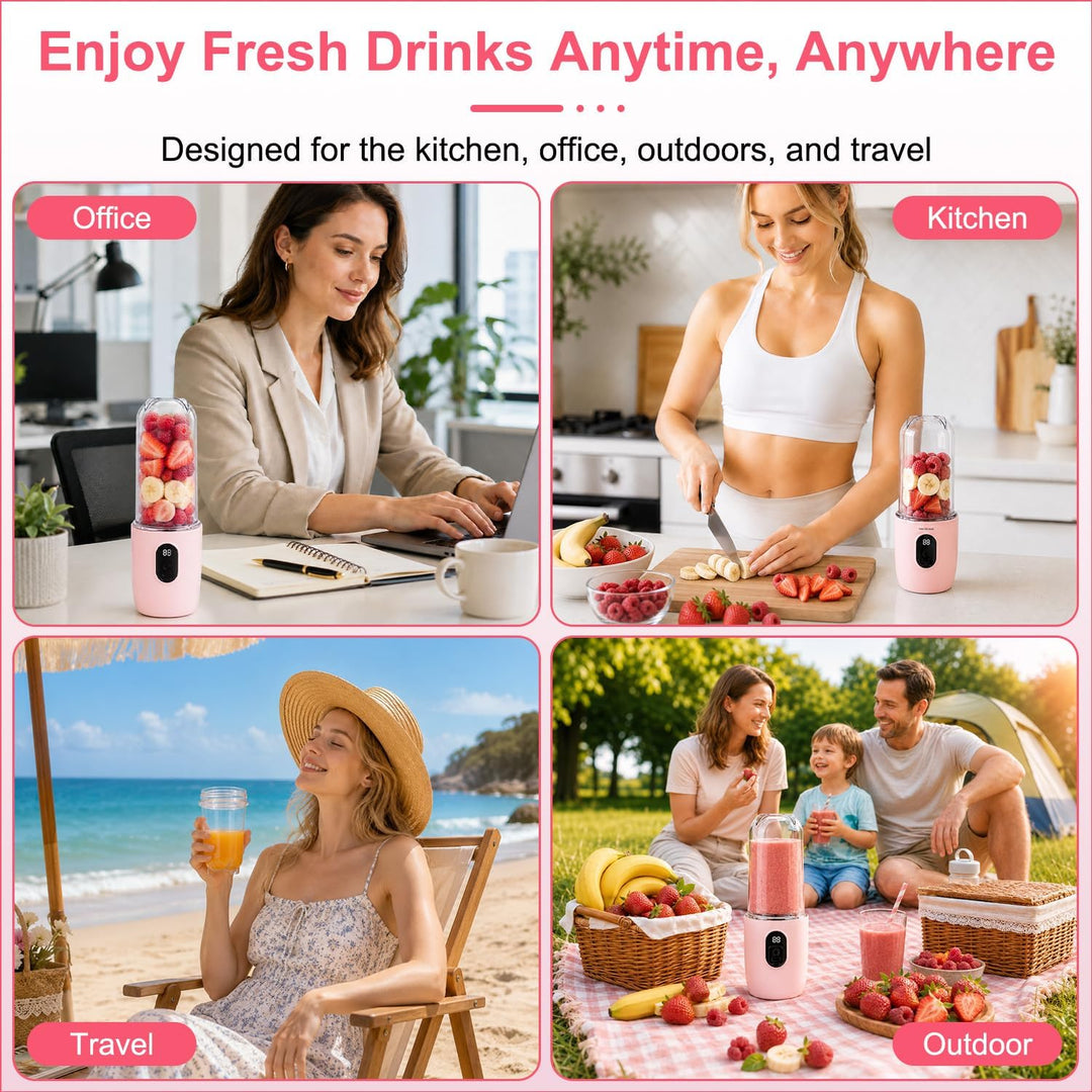 Tragbarer Mixer Smoothie Maker, 500 ml Mixer Smoothie Maker to Go mit Digitalanzeige, 16-Blatt Tragb