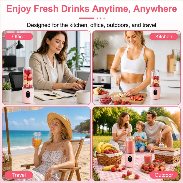Tragbarer Mixer Smoothie Maker, 500 ml Mixer Smoothie Maker to Go mit Digitalanzeige, 16-Blatt Tragb