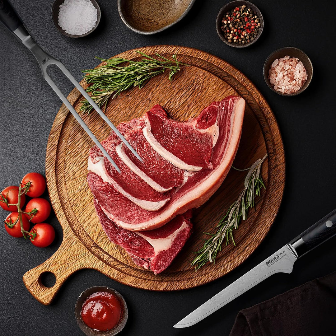 Culinaris Fleischgabel 19 cm aus Edelstahl – Robuste Tranchier- &amp; Bratengabel mit ergonomischem Pakk