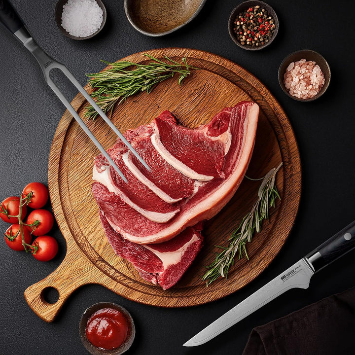 Culinaris Fleischgabel 19 cm aus Edelstahl – Robuste Tranchier- &amp; Bratengabel mit ergonomischem Pakk