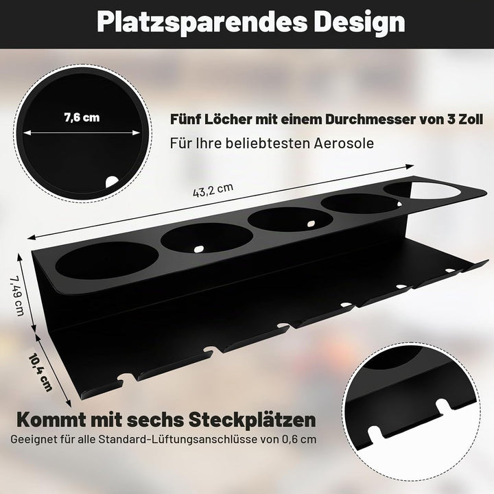 2 Stück Dosenhalter für Sprühflaschen, Wandregal Dosenhalter Sprühflaschenregal mit 5 Löchern und 6