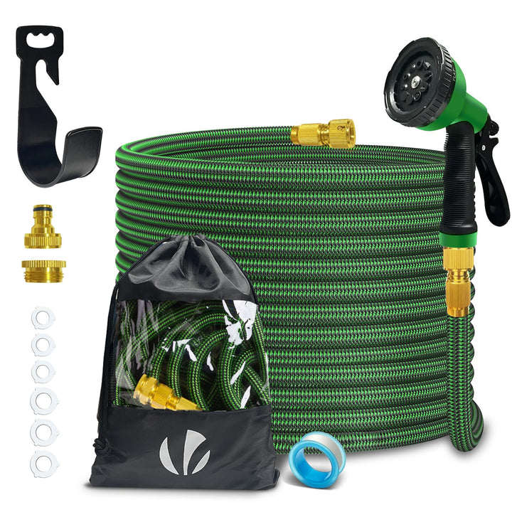 VOUNOT Flexibler Gartenschlauch 15 m, Flexibel Wasserschlauch Dehnbarer mit 10 Sprühfunktionen, 1/2