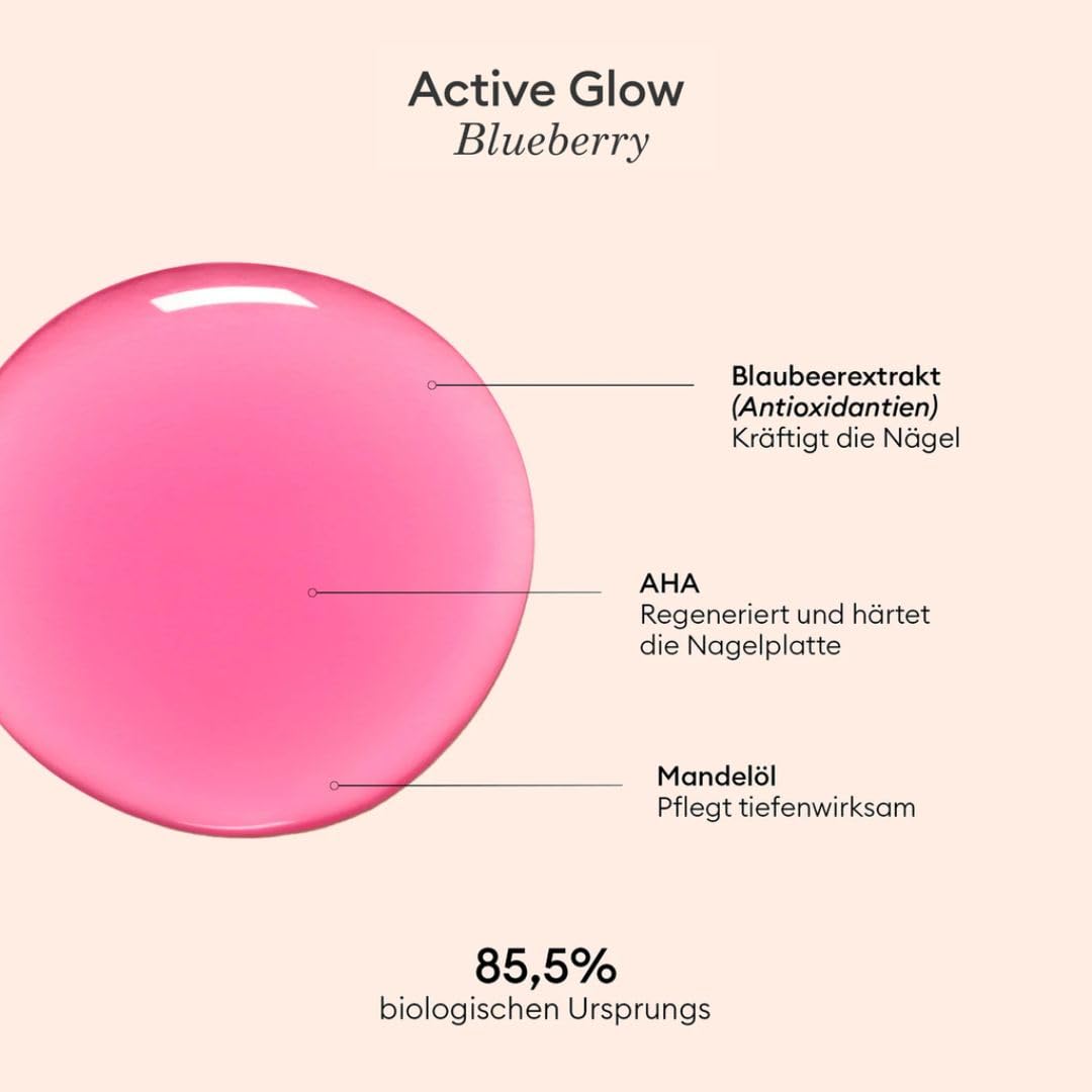 MANUCURIST Nagellack Pflege, Active Glow Blueberry (Rosa), Bio-Saft: Mandel, Heidelbeere, pflegender