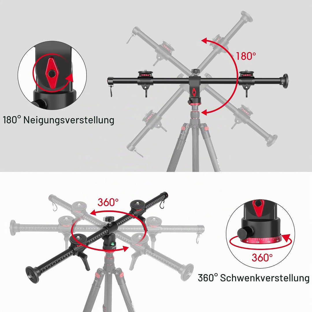 Manbily Overhead Stativ Horizontaler Verlängerungsarm 70cm Drehbares 360° Überkopf 180° Vertikal Sta