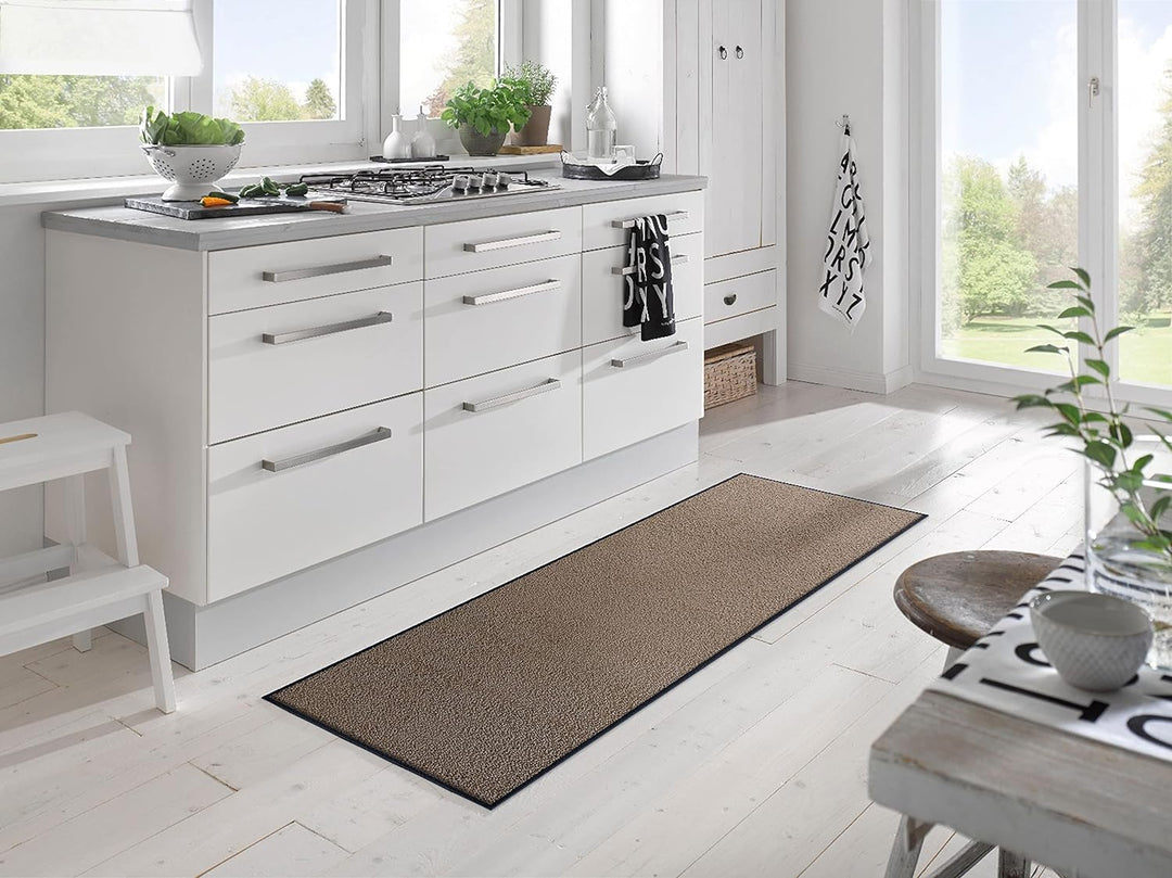 wash+dry Fussmatte, Taupe 60x180 cm, innen und aussen, waschbar, 60x180 cm