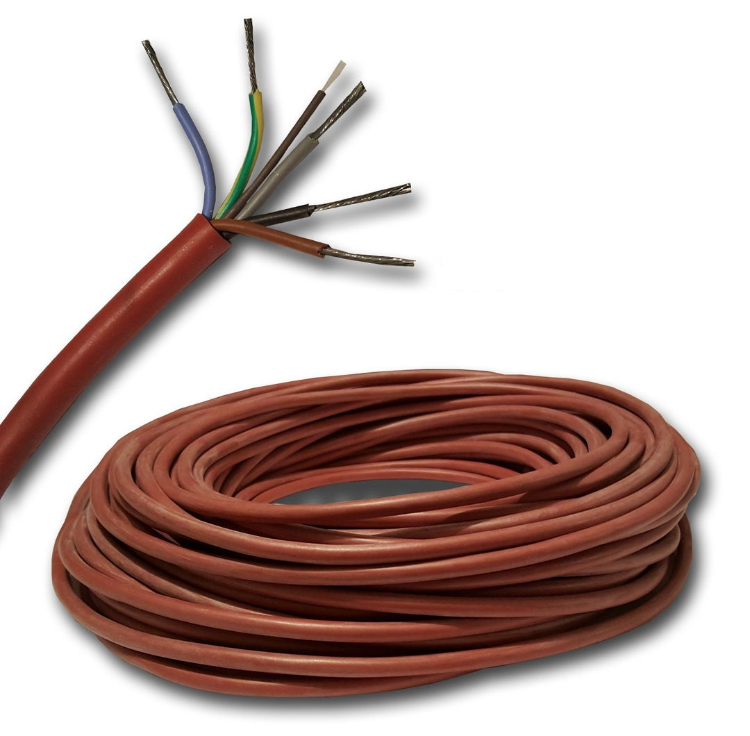 Silikonkabel Saunakabel SIHF-J 5x4 mm² - 99,9% OFC Kupfer verzinnt -Meterware- Auswahl in 1 Meter Sc
