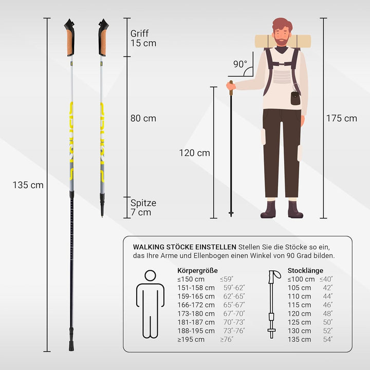 Nordic Walking Stöcke Premium - hochwertige Qualität - Superleicht - auswählbar mit Tragetasche - Wa