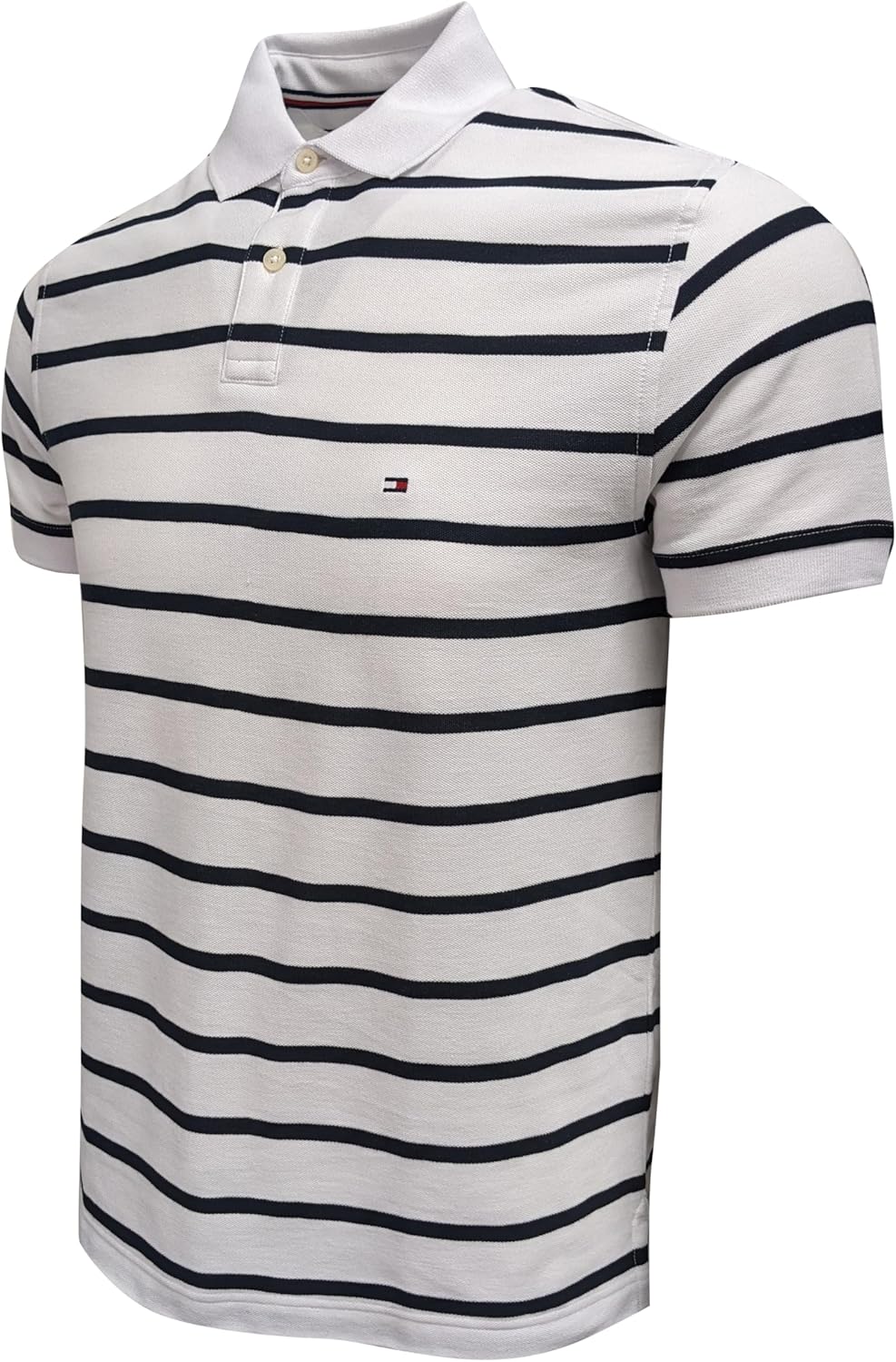 Tommy Hilfiger Herren Kurzarm Poloshirts M Weiss/Marineblau, M Weiß/Marineblau