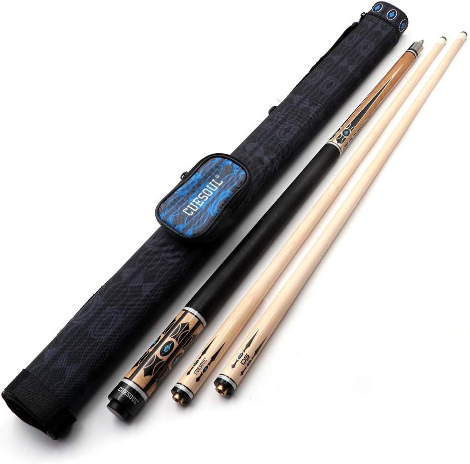DHOLE CUESOUL 58 "2 Piece Maple Billiard Queue 19 Unzen Queue-Set 13mm, Queue-Set 13mm