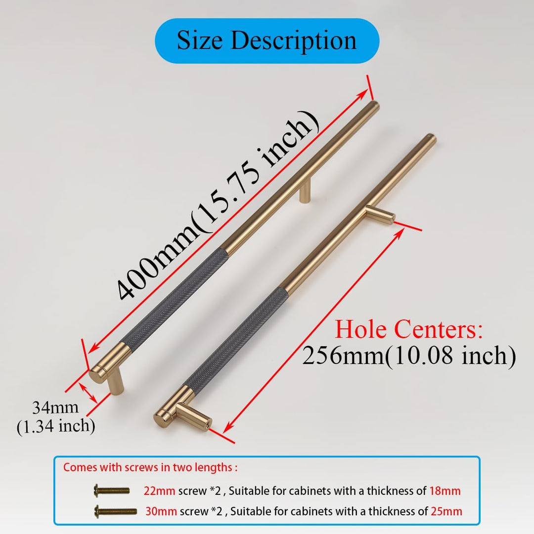 Pexintek 2 Stück Schrankgriffe Gold Moderne Griffe Möbel Möbelgriffe 256mm Lochabstand Türgriffe küc