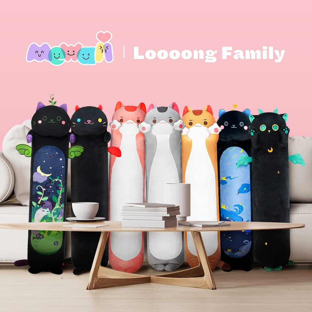 Mewaii Graue Katze Plüschtier 50CM Lange Katze Kuscheltier Plüschtier Katze Kissen für Kinder Gesche