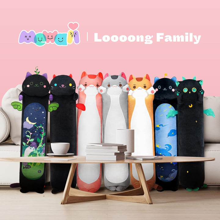 Mewaii Graue Katze Plüschtier 50CM Lange Katze Kuscheltier Plüschtier Katze Kissen für Kinder Gesche