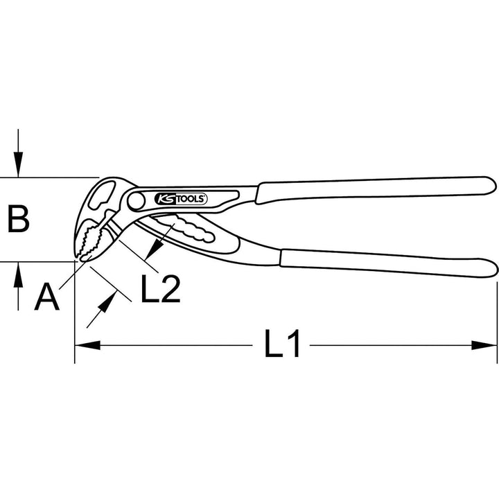 KS Tools 115.2012 Wasserpumpenzange mit Druckknopfverstellung, 300mm