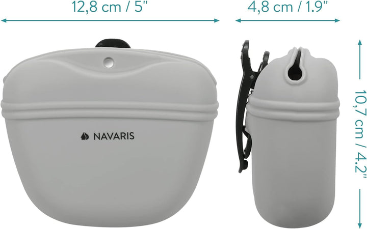 Navaris Hunde Futterbeutel aus Silikon 2er Set - 2X Snackbeutel mit Clip und Magnet - Futtertasche L