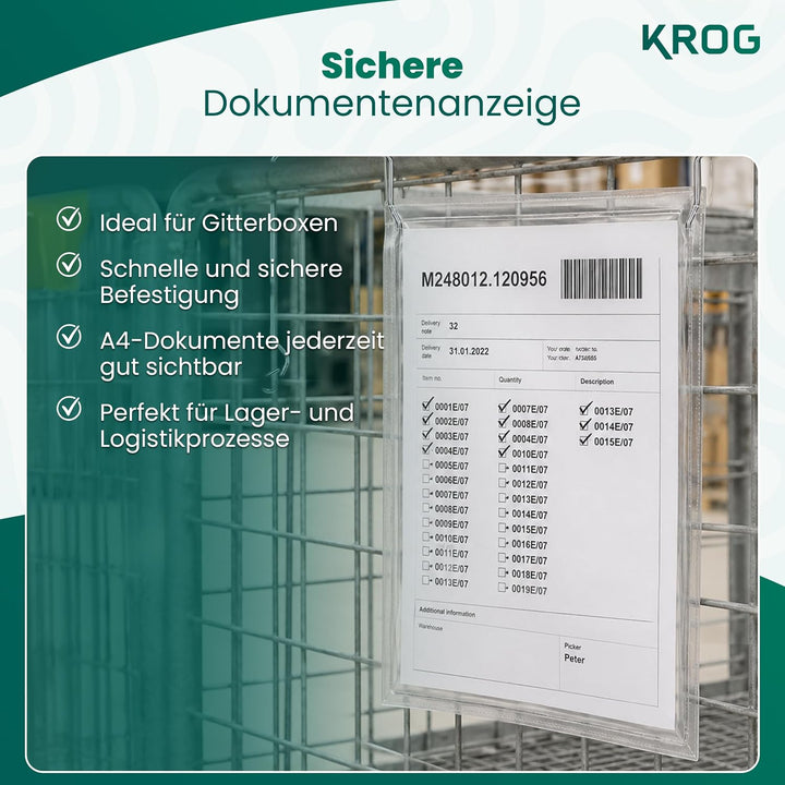KROG Drahtbügeltasche klar 50 Stück, A4 hoch, ohne Klappe | 160 µm PVC-Vorderfolie, ohne Regenschutz