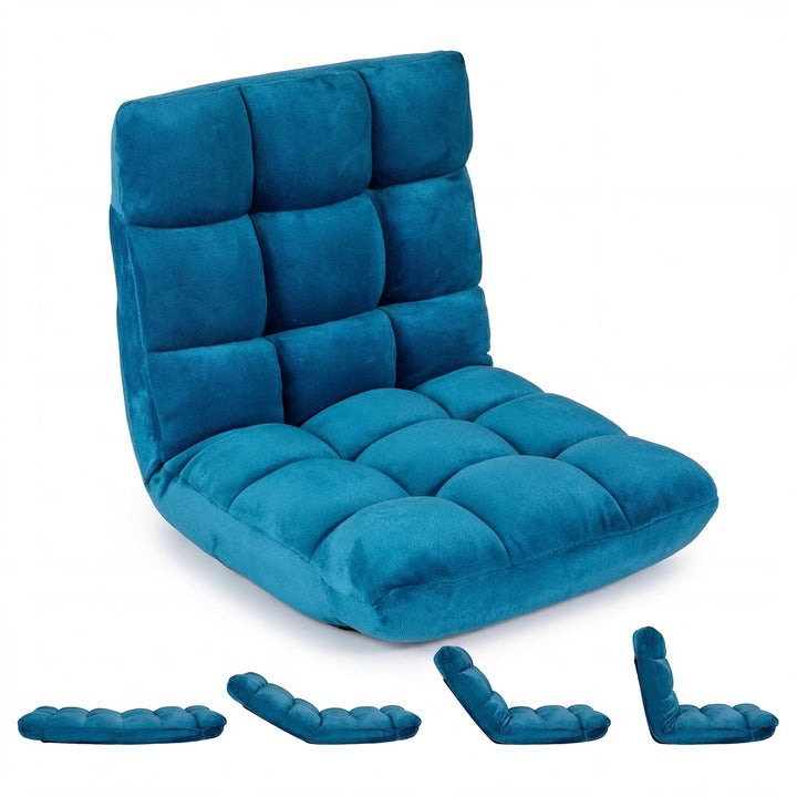 RELAX4LIFE Bodenstuhl klappbar, Bodensessel mit Liegefunktion (Pfauenblau) | Bodensitz mit Verstellb