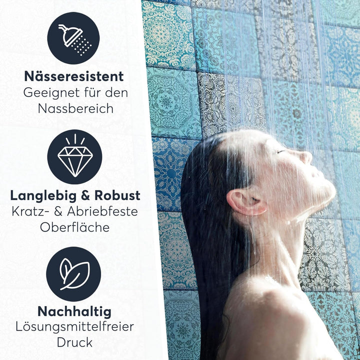 40 Stück Fliesenfolie für Bad und Küche 10x10 cm - Klebefliesen, Mosaikfliesen - Stickerfliesen, Fli