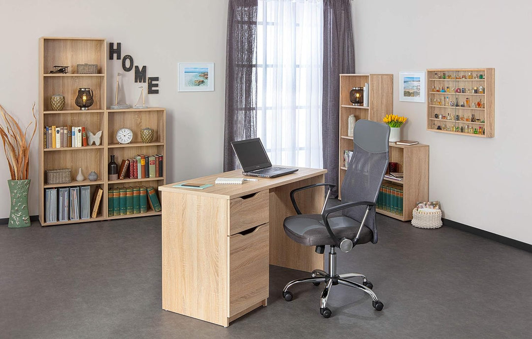 Bücherregal Standregal 2 Fächer Höhenverstellbare Böden Holzregal Wohnzimmer Arbeitszimmer Büro Pari