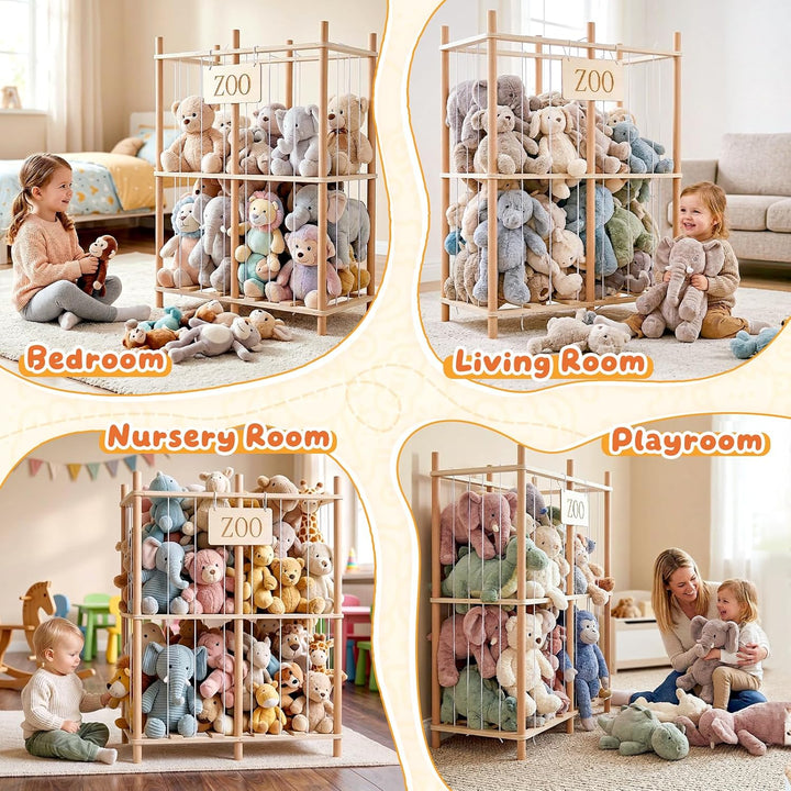 LOL-FUN Stofftier Aufbewahrung, Kuscheltier Spielzeug Kinderregal Gross | Plüschtier Aufbewahrungsko
