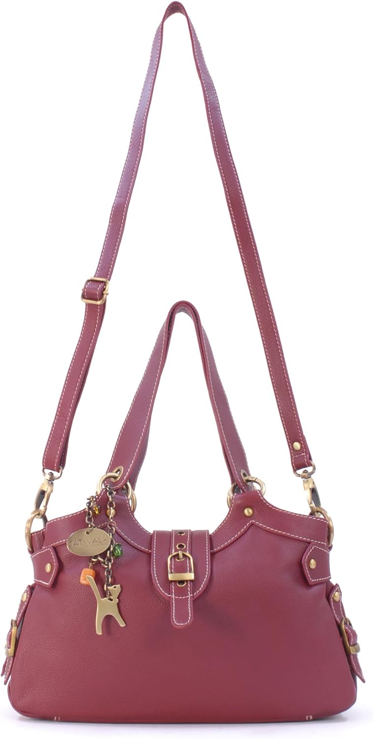 Catwalk Collection Handbags - Damen Leder Schultertasche - Umhängetasche Mittelgross - Handtasche mi