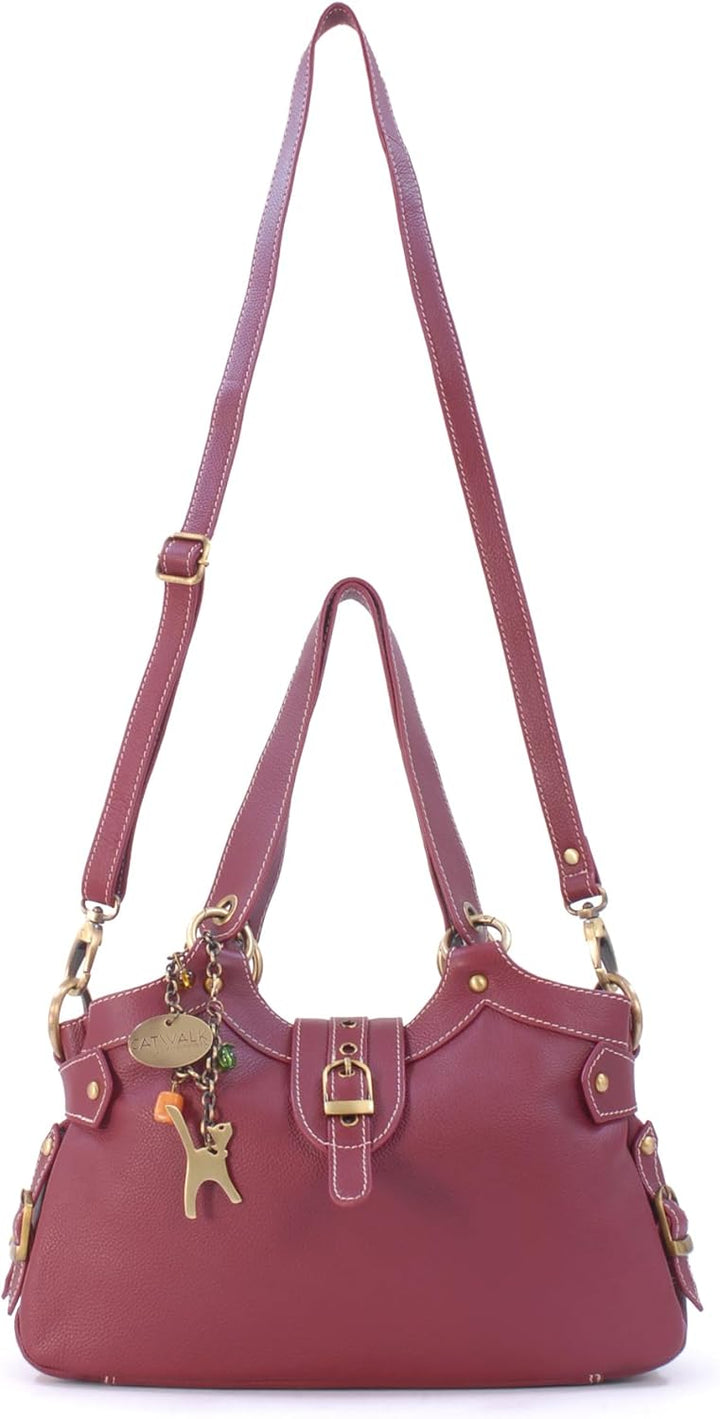 Catwalk Collection Handbags - Damen Leder Schultertasche - Umhängetasche Mittelgross - Handtasche mi