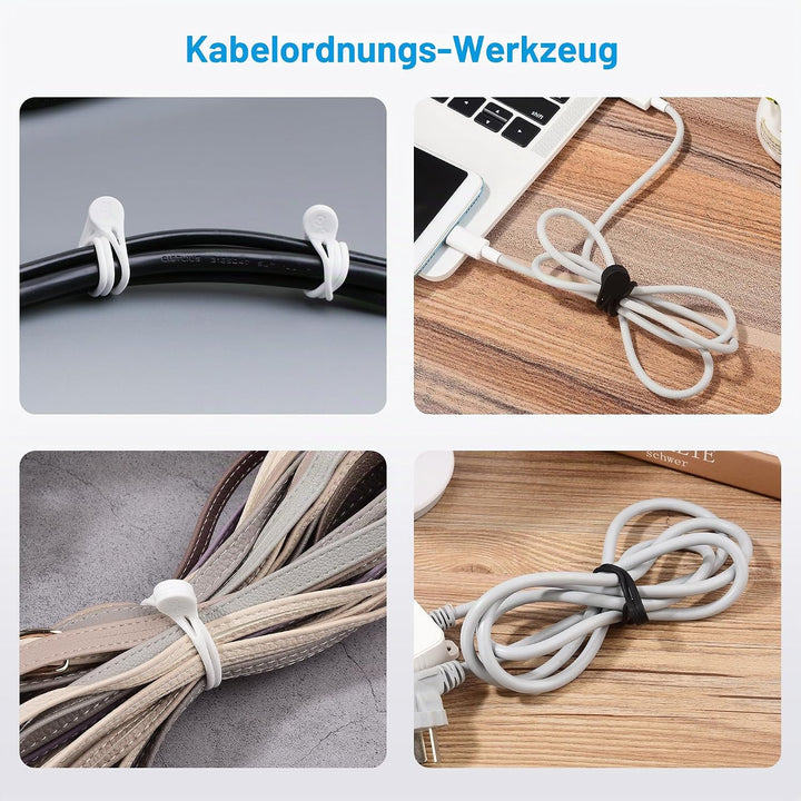 Cable Matters - 20 Packungen Silikon-Magnetverschlüsse (magnetische Kordelbinder) in Schwarz und Wei