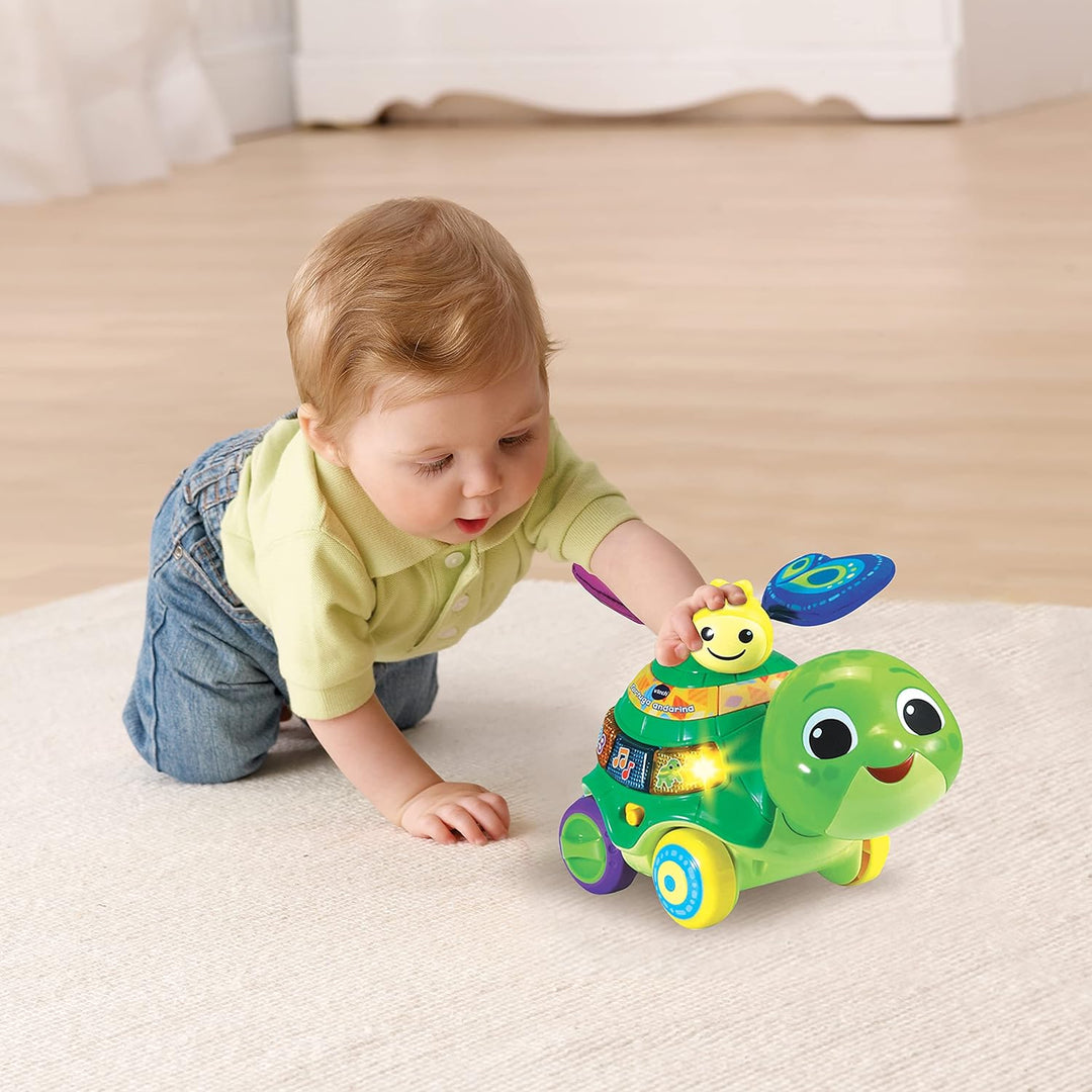 VTech Walking Turtle, Ziehspielzeug für Babys ab 12 Monaten, Version mit Gehhilfe, Spanisch (3480-54