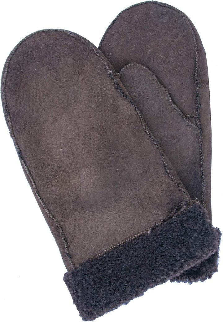 EEM Damen Lammfellfäustling Handschuhe, weiches Lammfell, mit Umschlag L Braun, L Braun