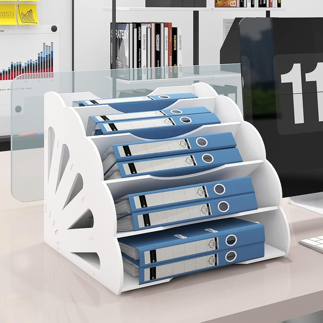 PUNCIA Dokumentenablage A4 Briefablage 5 Ablagefächer PVC Schreibtisch Datei Organizer Papierablage