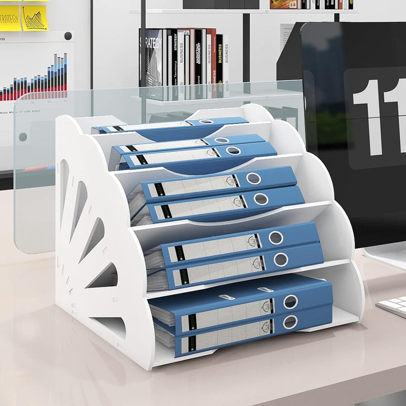 PUNCIA Dokumentenablage A4 Briefablage 5 Ablagefächer PVC Schreibtisch Datei Organizer Papierablage
