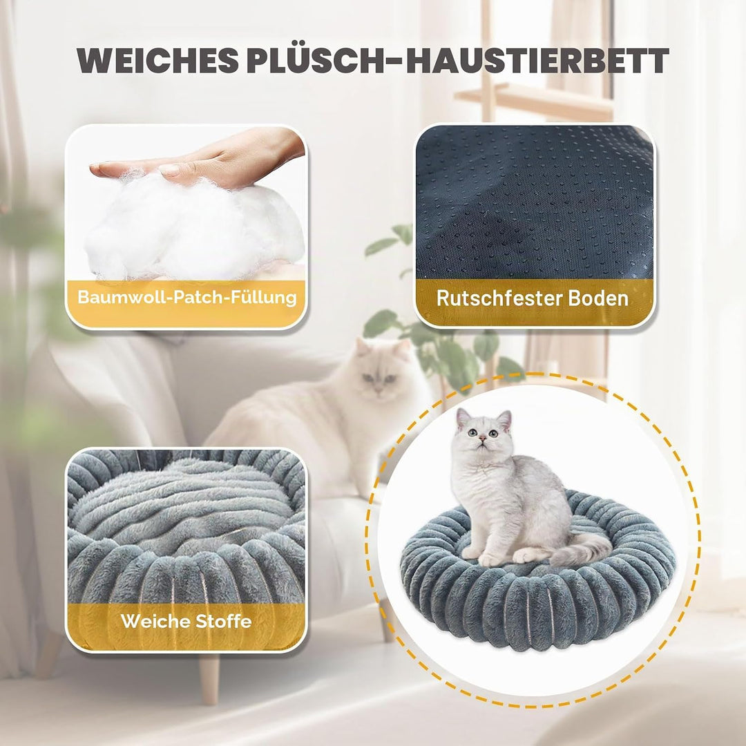 LCUHAVA Katzenbett Flauschig Waschbar Donut Hundebett Kleine Hunde Beruhigende Wirkung Katzenkorb zu
