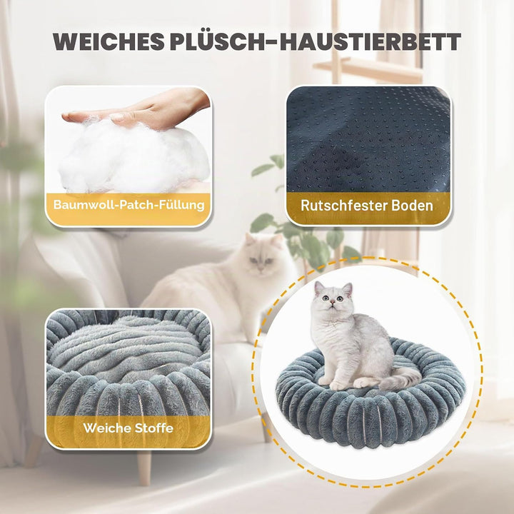 LCUHAVA Katzenbett Flauschig Waschbar Donut Hundebett Kleine Hunde Beruhigende Wirkung Katzenkorb zu