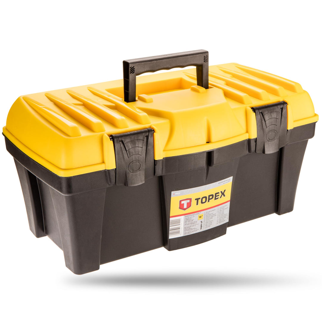 TOPEX Werkzeugkasten 18" (44 x 22 x 22 cm) Organizer, Kunststoffklammern, Kunststoffgriff, Buckle, L