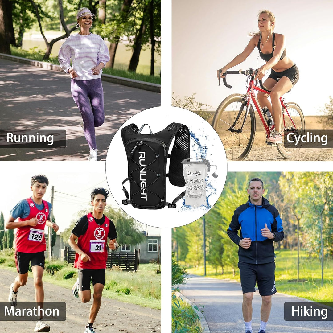 Runlight Laufweste für Damen und Herren,Verstellbare Brustgurte, Trinkweste Laufen mit 1500ml Wasser
