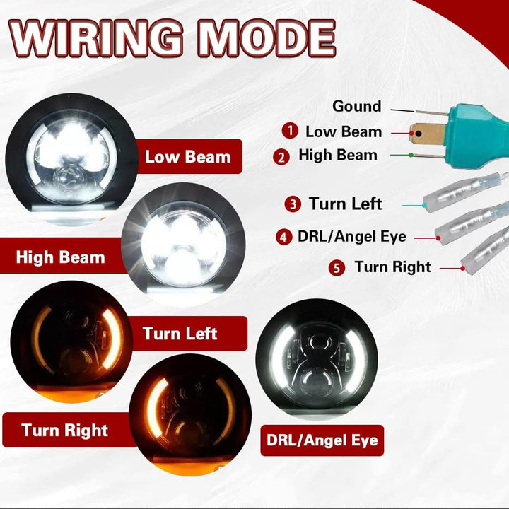 SKUNTUGUANG 7 Zoll Schwarz Daymaker LED Scheinwerfer Halo Engels-Auge Und Bernstein Blinker Für 97-1
