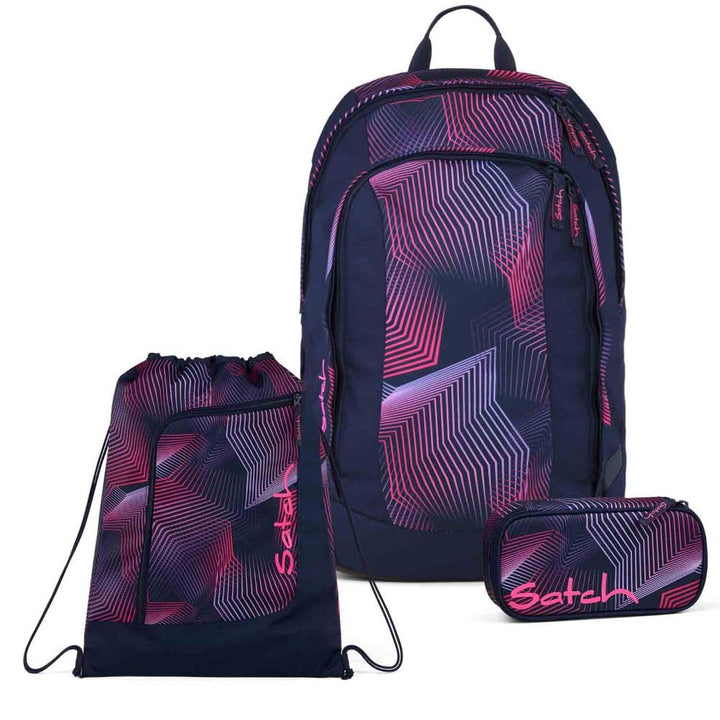 Satch Air Schulrucksack Set 3tlg. inkl. Sportbeutel (Seismic Pink), Seismic Pink